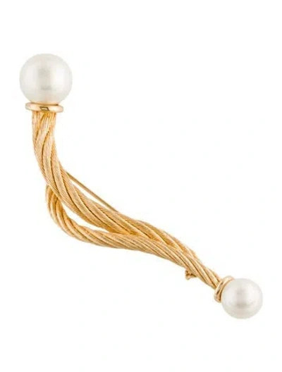 Pre-owned Dior Vintage Faux Pearl Brooch Pin In White