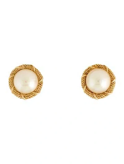 Pre-owned Dior Vintage Faux Pearl Clip-on Earrings In Multi