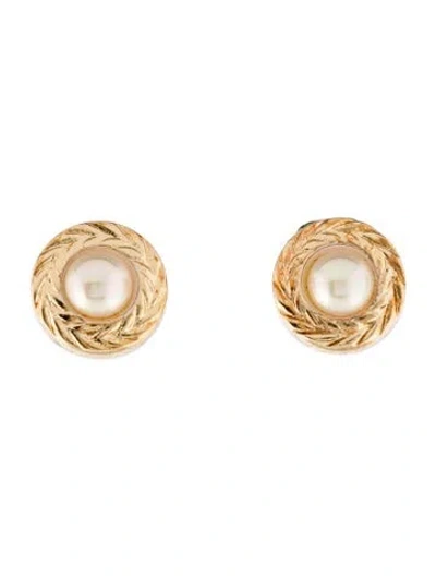 Pre-owned Dior Vintage Faux Pearl Clip-on Earrings In Multi