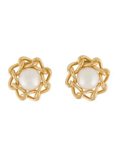 Pre-owned Dior Vintage Faux Pearl Clip-on Earrings In Multi
