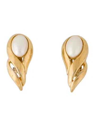 Pre-owned Dior Vintage Faux Pearl Clip-on Earrings In Multi