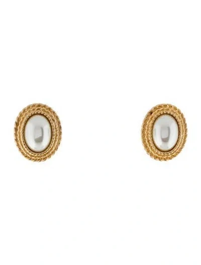 Pre-owned Dior Vintage Faux Pearl Clip-on Earrings In Multi