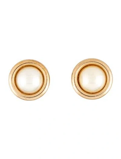 Pre-owned Dior Vintage Faux Pearl Clip-on Earrings In Multi