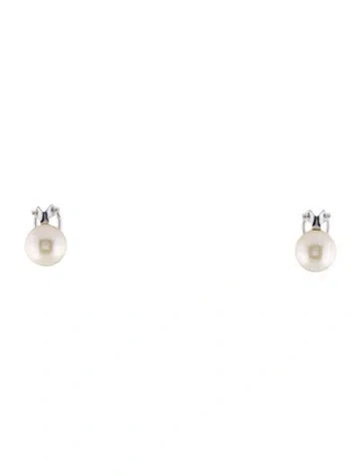 Pre-owned Dior Vintage Faux Pearl Clip-on Earrings In White