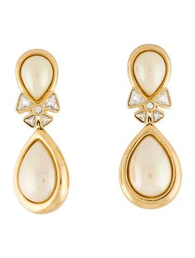 Pre-owned Dior Vintage Faux Pearl Drop Earrings In Multi