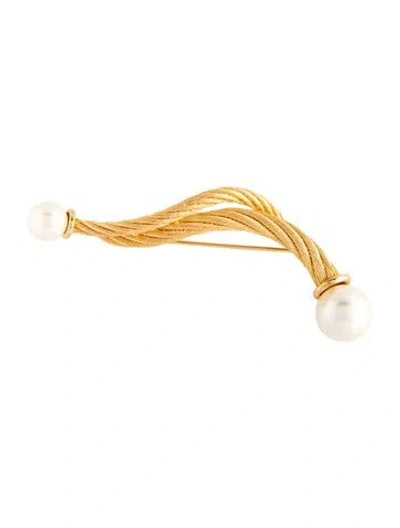 Pre-owned Dior Vintage Faux Pearl Rope Brooch In White