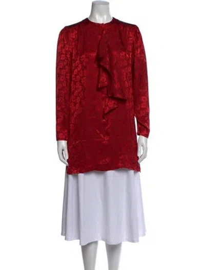 Pre-owned Dior Vintage Floral Print Blouse In Red