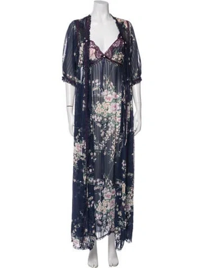 Pre-owned Dior Vintage Floral Print Lounge Set In Blue
