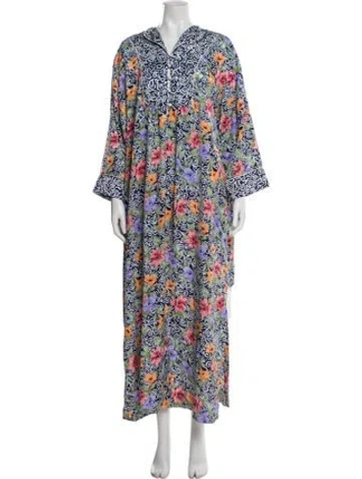 Pre-owned Dior Vintage Floral Print Nightgown In Blue