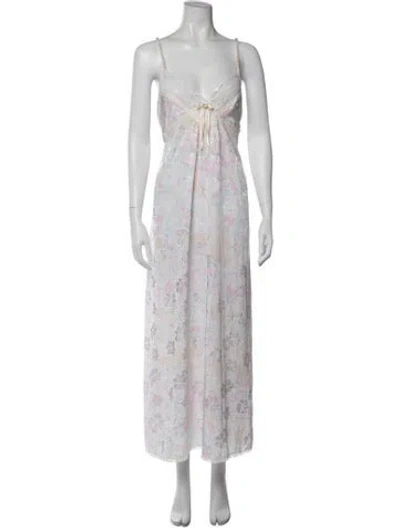 Pre-owned Dior Vintage Floral Print Nightgown In White