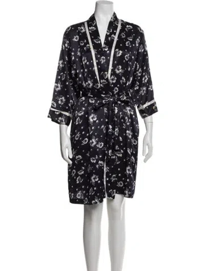 Pre-owned Dior Vintage Floral Print Robe In Blue