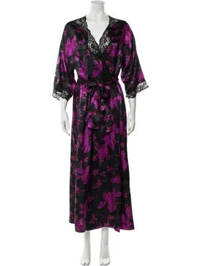 Pre-owned Dior Vintage Floral Print Robe In Purple
