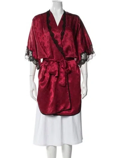 Pre-owned Dior Vintage Floral Print Robe In Red