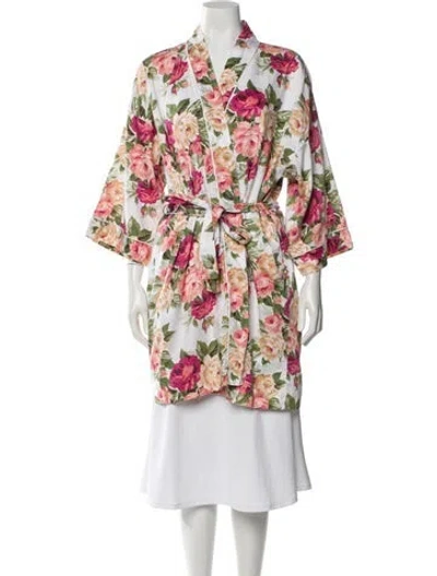 Pre-owned Dior Vintage Floral Print Robe In White
