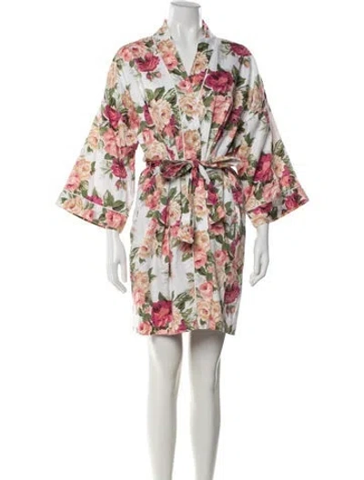 Pre-owned Dior Vintage Floral Print Robe In White