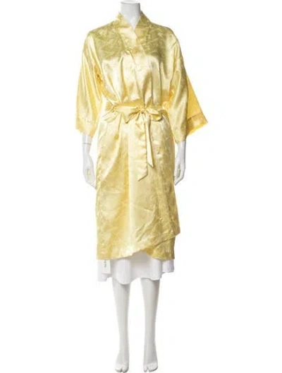 Pre-owned Dior Vintage Floral Print Robe In Yellow