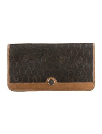 Pre-owned Dior Vintage Honeycomb Continental Wallet In Brown