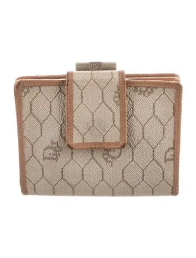 Pre-owned Dior Vintage Honeycomb French Compact Wallet In Neutrals