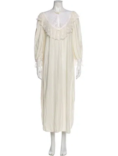 Pre-owned Dior Vintage Lace Trim Embellishment Nightgown In Neutral
