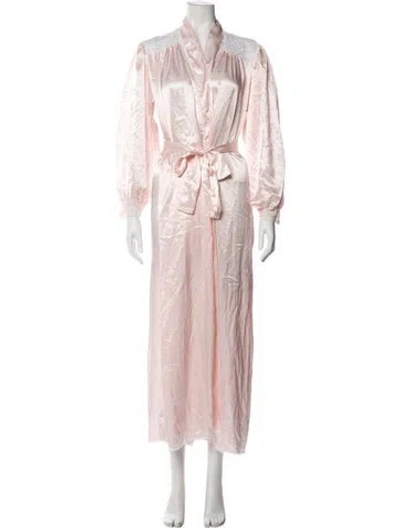 Pre-owned Dior Vintage Lace Trim Embellishment Robe In Pink