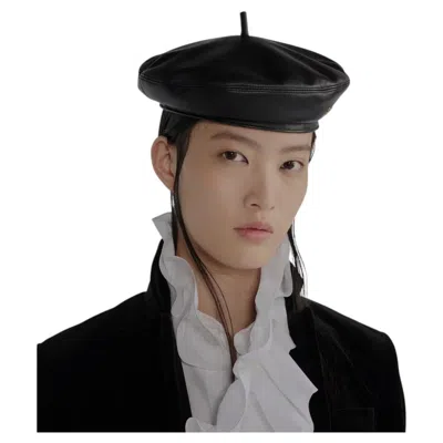 Pre-owned Dior Vintage Lambskin Beret Is Revisited In A Couture Variation. Size 57 In Black