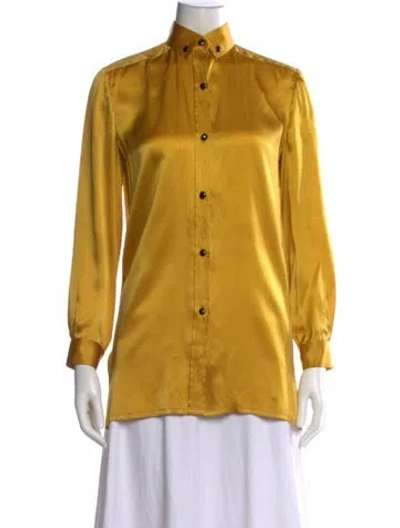 Pre-owned Dior Vintage Late 1970's - Early 1980's Button-up Top In Yellow
