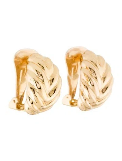 Pre-owned Dior Vintage Leaf Clip-on Hoop Earrings In Multi