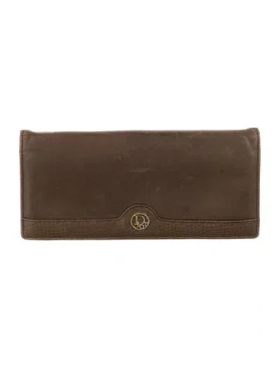Pre-owned Dior Vintage Leather Continental Wallet In Brown