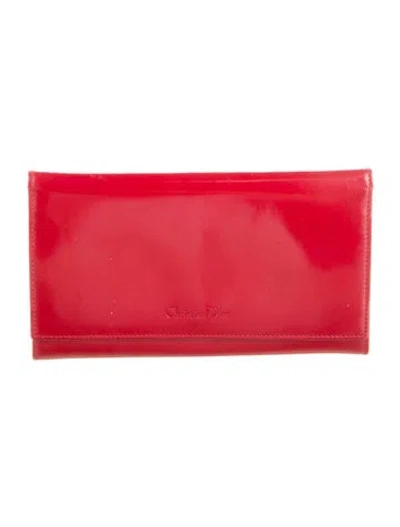 Pre-owned Dior Vintage Leather Continental Wallet In Red