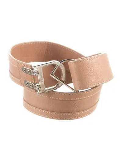 Pre-owned Dior Vintage Leather Waist Belt In Neutrals