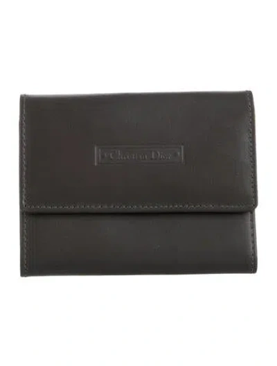 Pre-owned Dior Vintage Leather Wallet In Grey