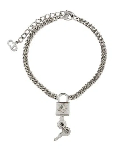 Pre-owned Dior Vintage Lock & Key Charm Bracelet, 8.75" In Multi