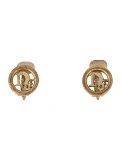 Pre-owned Dior Vintage Logo Clip-on Earrings In Multi