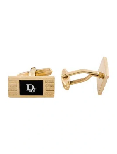 Pre-owned Dior Vintage Logo Cufflinks In Black