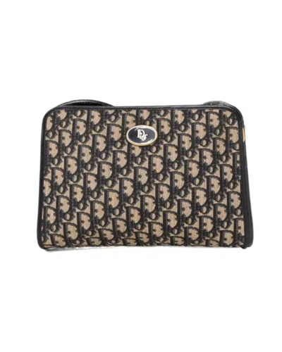 Dior Vintage Medium Oblique Jacquard Bag With Leather Trimmings In Brown