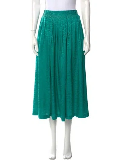 Pre-owned Dior Vintage Midi Length Silk Skirt In Green