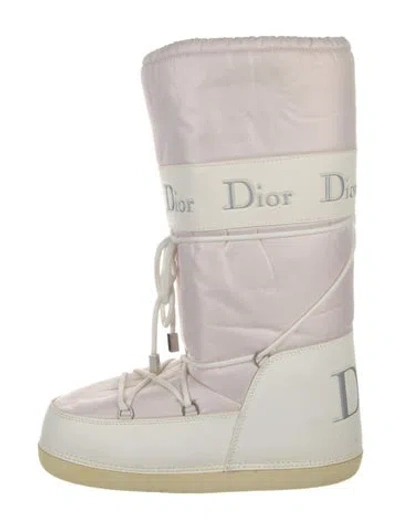 Pre-owned Dior Vintage Nylon Lace-up Boots In White