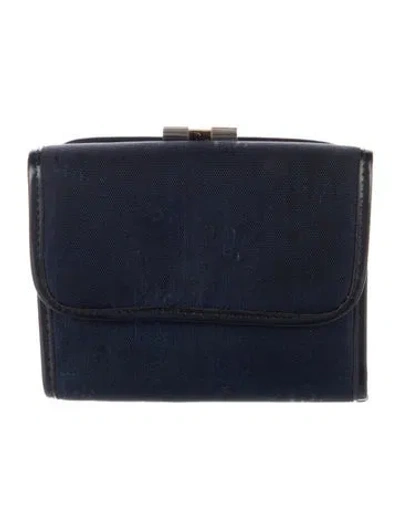 Pre-owned Dior Vintage Oblique Jacquard Compact Wallet In Blue