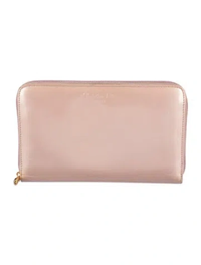 Pre-owned Dior Vintage Patent Leather Continental Wallet In Pink