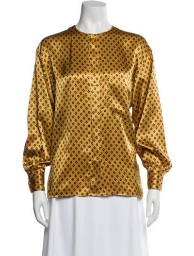 Pre-owned Dior Vintage Patterned Blouse In Yellow