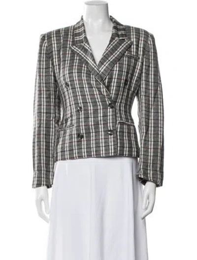 Pre-owned Dior Vintage Plaid Print Blazer In Gray
