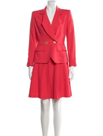 Pre-owned Dior Vintage Pleated Accents Skirt Suit In Red