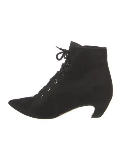 Pre-owned Dior Vintage Ponyhair Lace-up Boots In Black