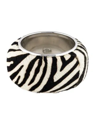 Pre-owned Dior Vintage Ponyhair Zebra Bangle Bracelet, 7.5" In Multi