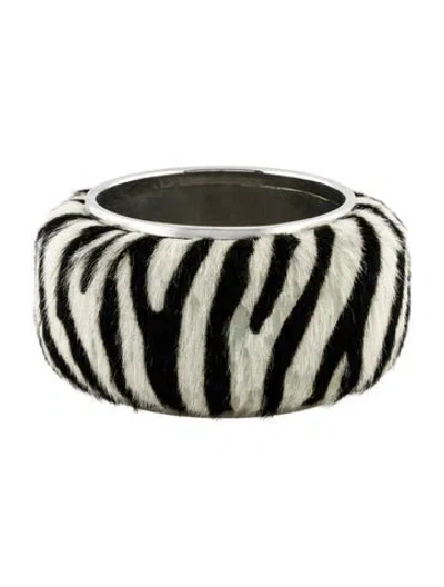 Pre-owned Dior Vintage Ponyhair 'zebra' Bangle Bracelet, 8" In Multi