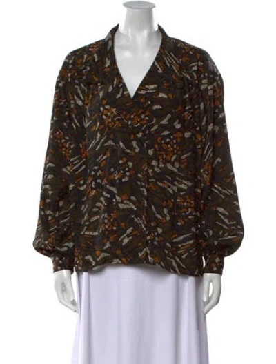 Pre-owned Dior Vintage Printed Blouse In Green