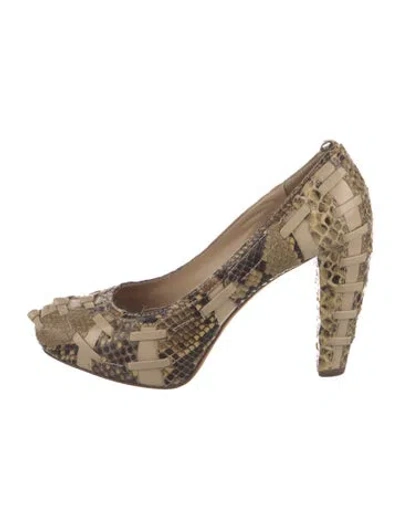 Pre-owned Dior Vintage Python Pumps In Neutral