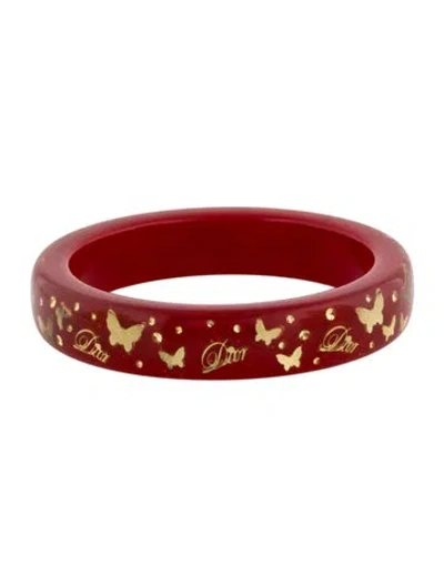 Pre-owned Dior Vintage Resin Butterfly Motif Bangle, 7.75" In Multi