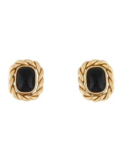 Pre-owned Dior Vintage Resin Clip-on Earrings In Black
