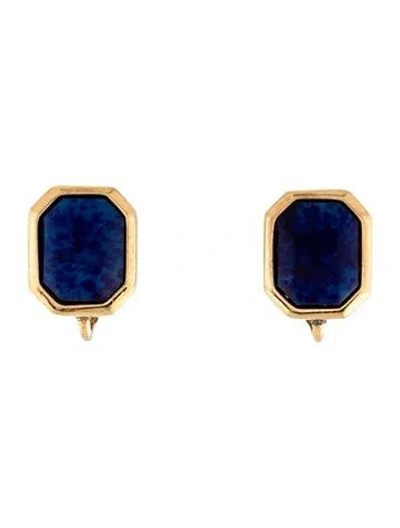 Pre-owned Dior Vintage Resin Clip-on Earrings In Blue